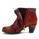 Women Casual Floral Splicing Pattern Warm Lined Zip Up Cone Heel Ankle Boot Women Casual Floral Splicing Pattern Warm Lined Zip Up Cone Heel Ankle Boot