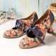 Women Elegant Graceful Little Flowers Printed Comfy Wearable Lace Up Stitching Chunky Heel Pumps Women Elegant Graceful Little Flowers Printed Comfy Wearable Lace Up Stitching Chunky Heel Pumps